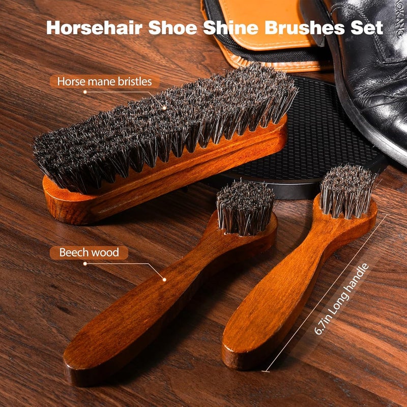 Topus Valentines Day Gifts Shoes Polish Kit, 3 Pieces Horsehair Brushes in 6.7in Handle, 1.4oz Black Brown Shoe Polisher - Image 3